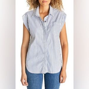 Etica Blue and White Striped Button Down Shirt